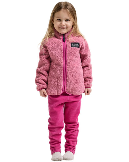 Heather Pink Cactus Pink coloured Didriksons Childrens Gibbs Full Zip Jacket 2 on white background 