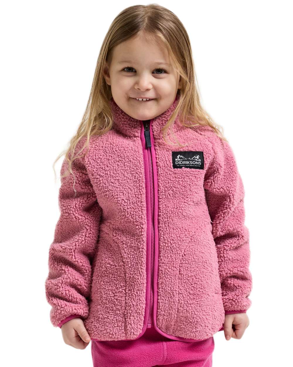 Heather Pink Cactus Pink coloured Didriksons Childrens Gibbs Full Zip Jacket 2 on white background 