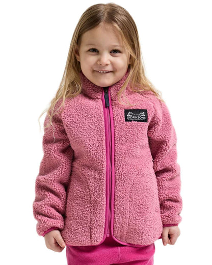 Heather Pink Cactus Pink coloured Didriksons Childrens Gibbs Full Zip Jacket 2 on white background 