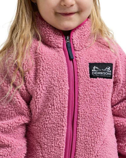 Heather Pink Cactus Pink coloured Didriksons Childrens Gibbs Full Zip Jacket 2 on white background 