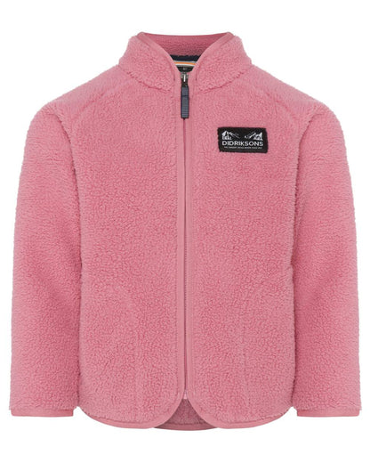 Heather Pink coloured Didriksons Childrens Gibbs Full Zip Jacket 2 on white background 