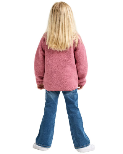 Heather Pink coloured Didriksons Childrens Gibbs Full Zip Jacket 2 on white background 