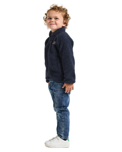 Navy coloured Didriksons Childrens Gibbs Full Zip Jacket 2 on white background 