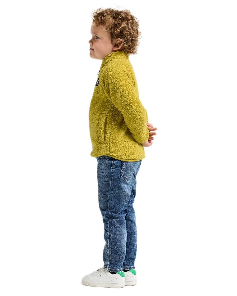 Yellow Pollen coloured Didriksons Childrens Gibbs Full Zip Jacket 2 on white background 