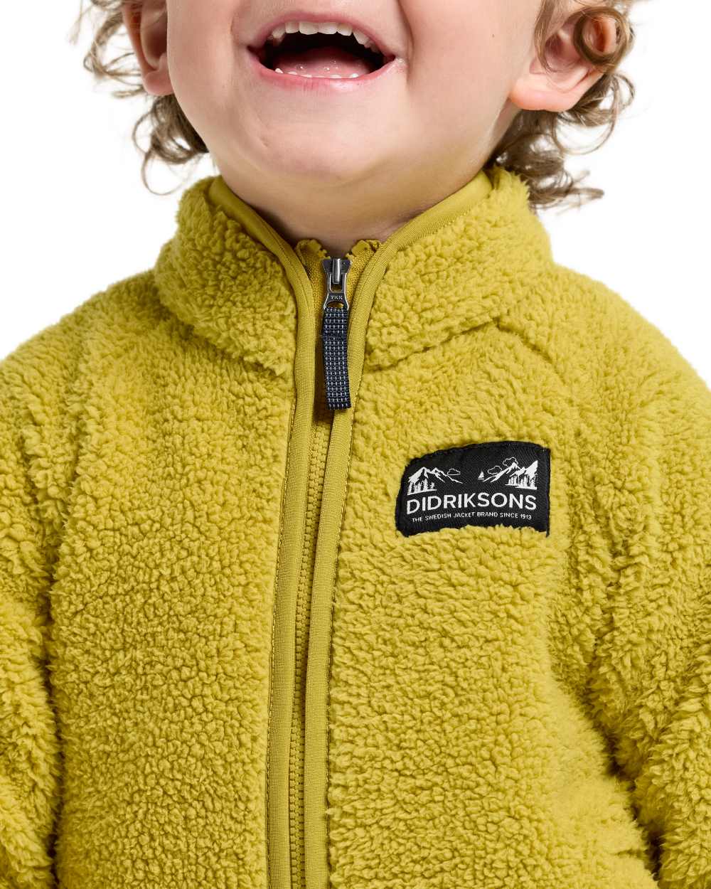 Yellow Pollen coloured Didriksons Childrens Gibbs Full Zip Jacket 2 on white background 