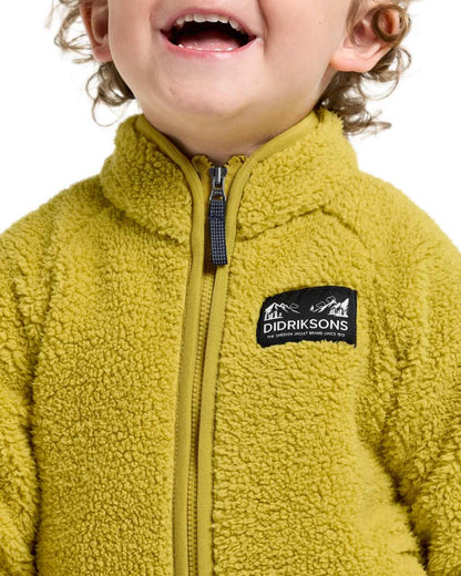 Yellow Pollen coloured Didriksons Childrens Gibbs Full Zip Jacket 2 on white background 