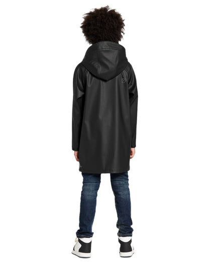 Black coloured Didriksons Childrens Giga Jacket on white background 