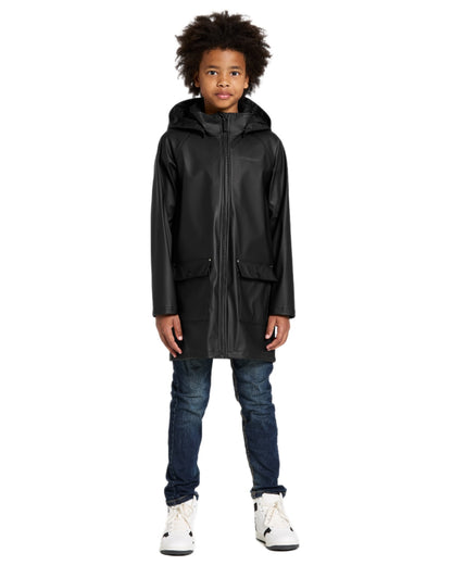 Black coloured Didriksons Childrens Giga Jacket on white background 