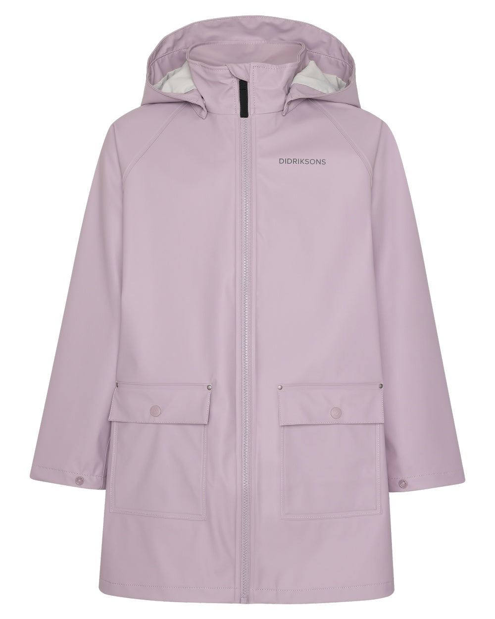 Dusty Lilac coloured Didriksons Childrens Giga Jacket on white background 