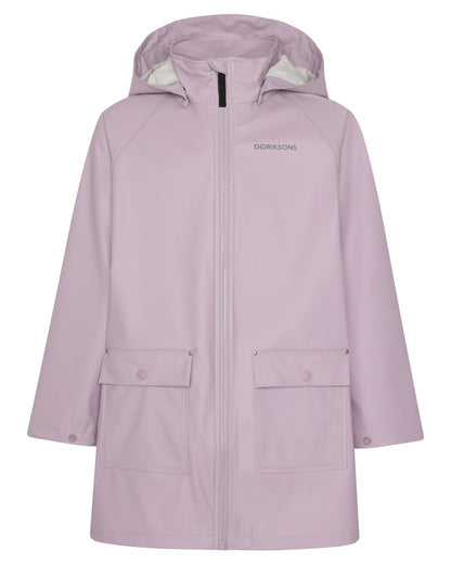 Dusty Lilac coloured Didriksons Childrens Giga Jacket on white background 