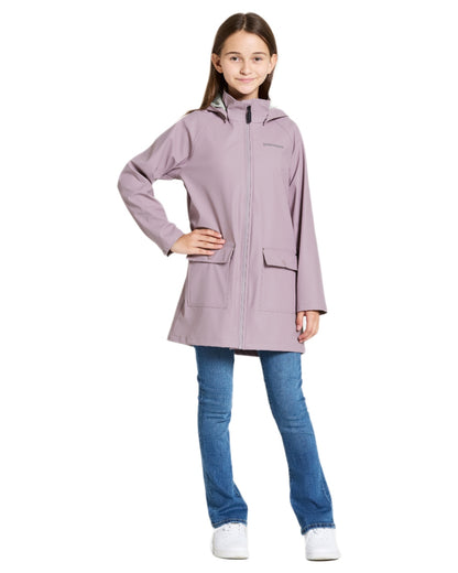 Dusty Lilac coloured Didriksons Childrens Giga Jacket on white background 
