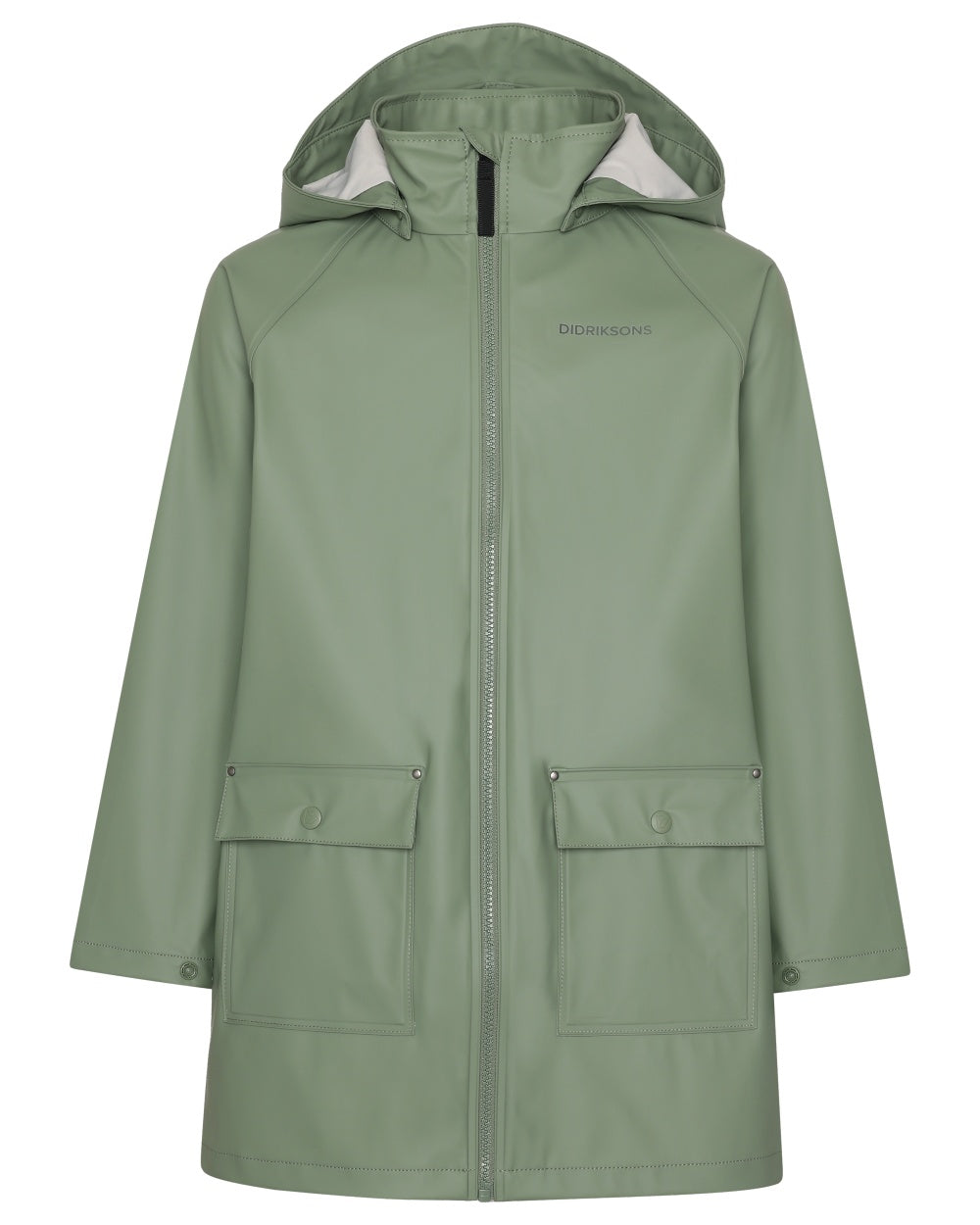 Light Moss coloured Didriksons Childrens Giga Jacket on white background 