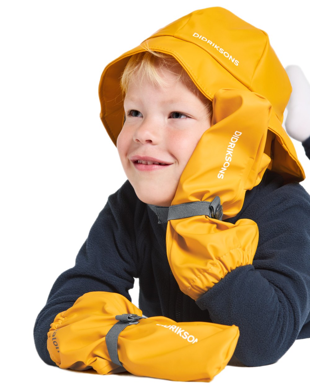 Oat Yellow coloured Didriksons Childrens Gloves on white background 