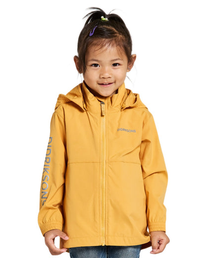 Dark Pollen coloured Didriksons Childrens Hallon Jacket on white background 