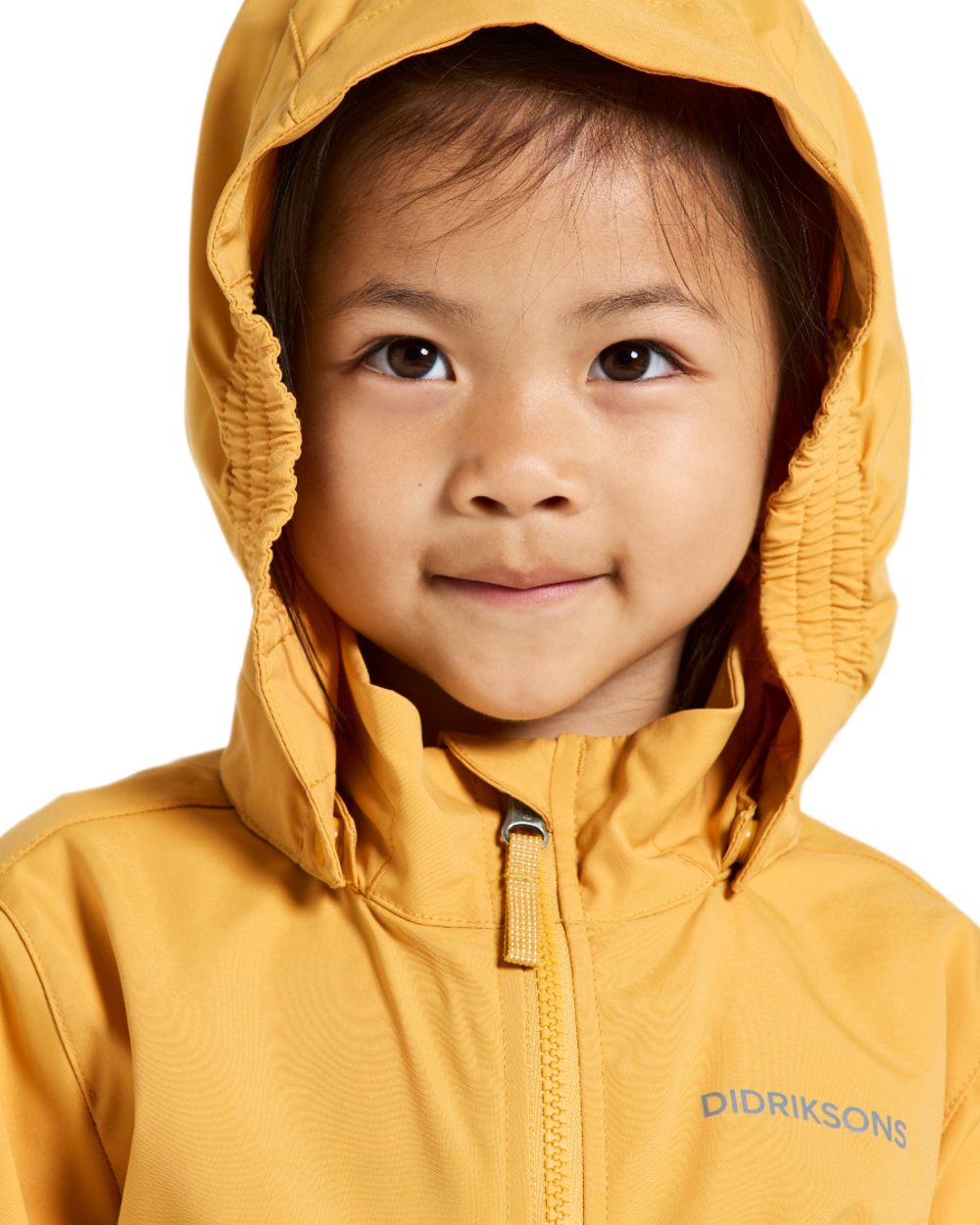 Dark Pollen coloured Didriksons Childrens Hallon Jacket on white background 