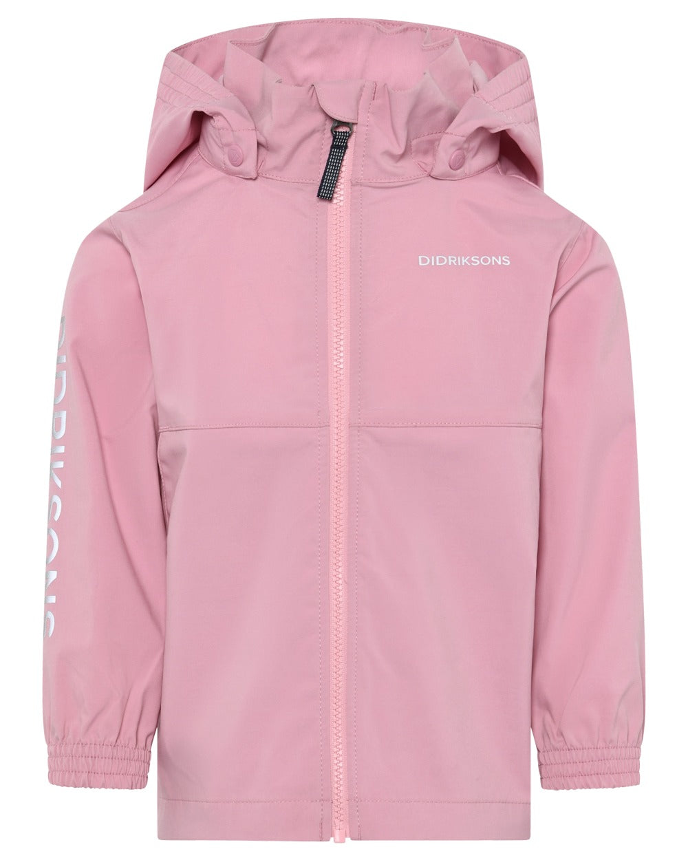 Light Heather Pink coloured Didriksons Childrens Hallon Jacket on white background 