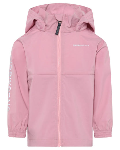 Light Heather Pink coloured Didriksons Childrens Hallon Jacket on white background 