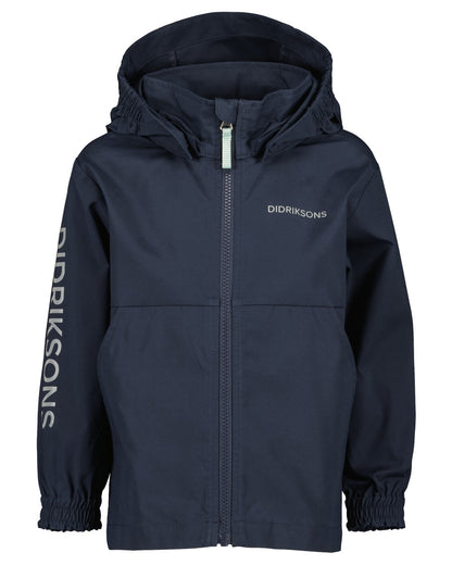 Navy coloured Didriksons Childrens Hallon Jacket on white background 