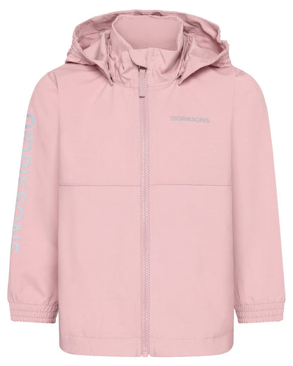 Soft Pink coloured Didriksons Childrens Hallon Jacket on white background 