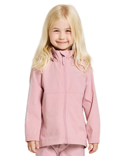 Soft Pink coloured Didriksons Childrens Hallon Jacket on white background 