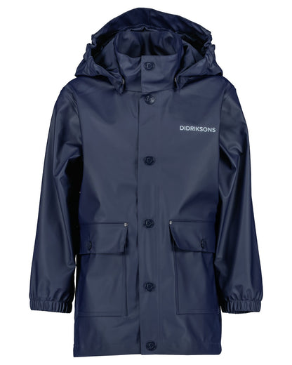 Navy coloured Didriksons Childrens Jojo Jacket on white background 