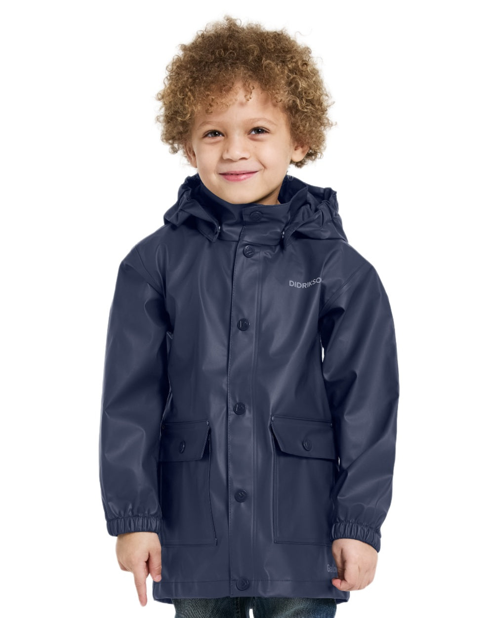 Navy coloured Didriksons Childrens Jojo Jacket on white background 