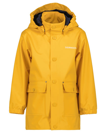 Oat Yellow coloured Didriksons Childrens Jojo Jacket on white background 