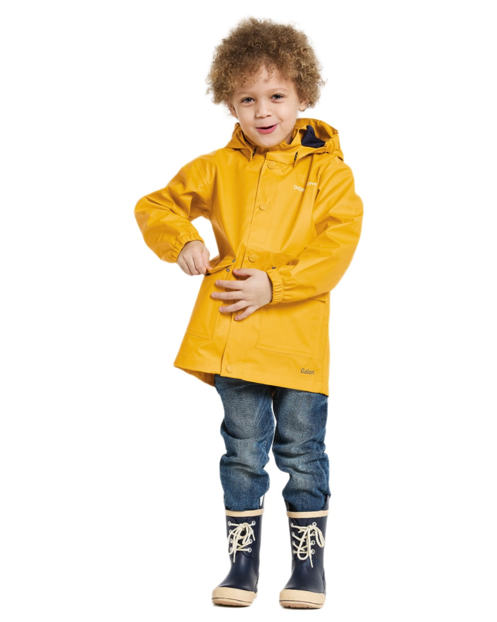 Oat Yellow coloured Didriksons Childrens Jojo Jacket on white background 