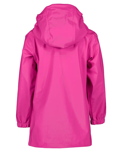 Plastic Pink coloured Didriksons Childrens Jojo Jacket on white background 
