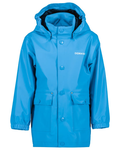 Sharp Blue coloured Didriksons Childrens Jojo Jacket on white background 