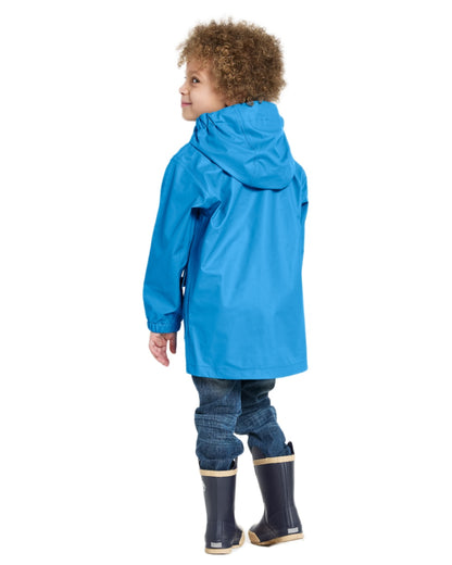 Sharp Blue coloured Didriksons Childrens Jojo Jacket on white background 