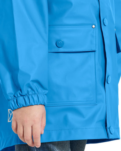 Sharp Blue coloured Didriksons Childrens Jojo Jacket on white background 