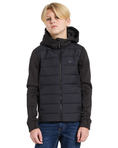 Black coloured Didriksons Childrens Kapris Full Zip Jacket 3 on white background 
