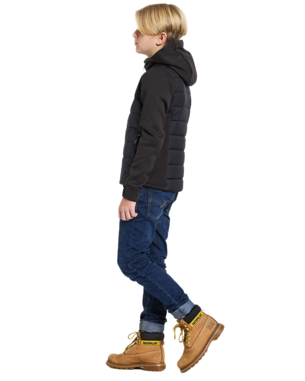 Black coloured Didriksons Childrens Kapris Full Zip Jacket 3 on white background 