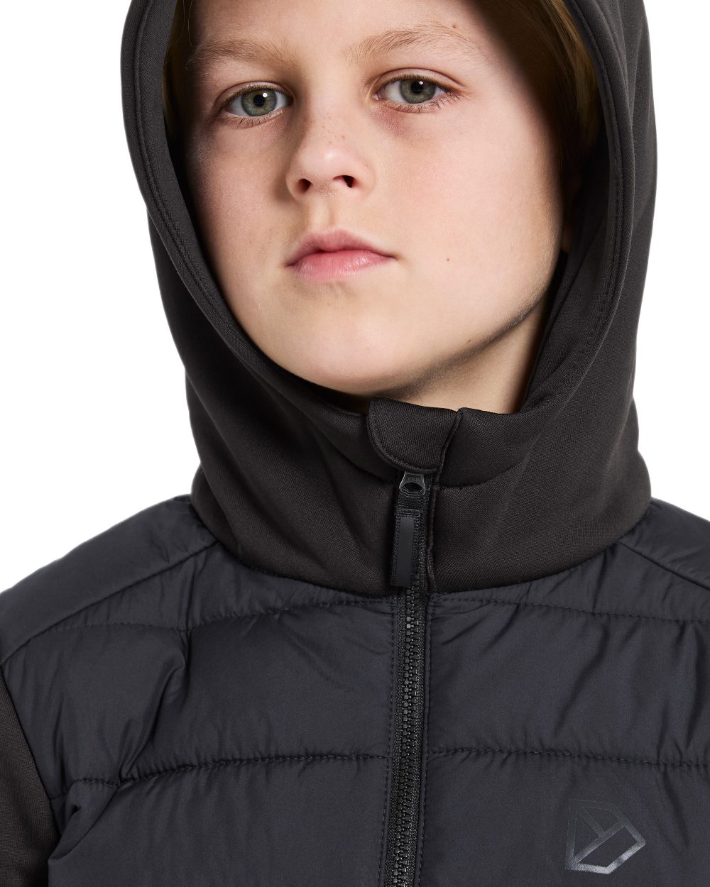 Black coloured Didriksons Childrens Kapris Full Zip Jacket 3 on white background 