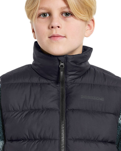 Black coloured Didriksons Childrens Kilo Vest 2 on white background 