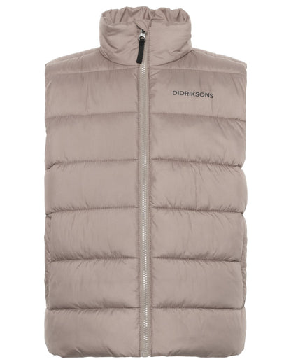 Ash Brown coloured Didriksons Childrens Kilo Vest 2 on white background 