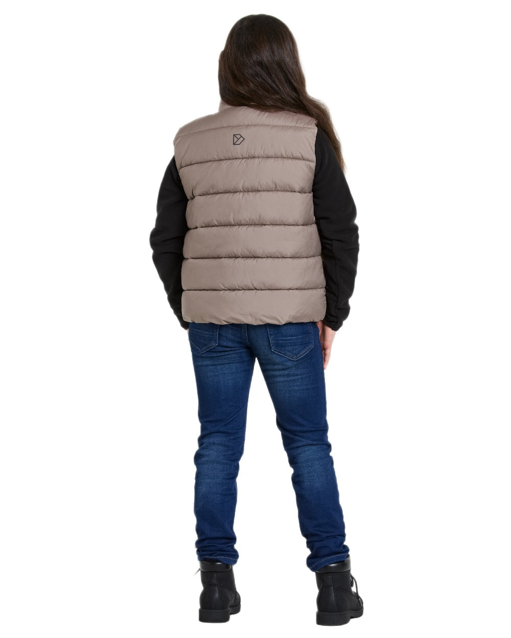 Ash Brown coloured Didriksons Childrens Kilo Vest 2 on white background 