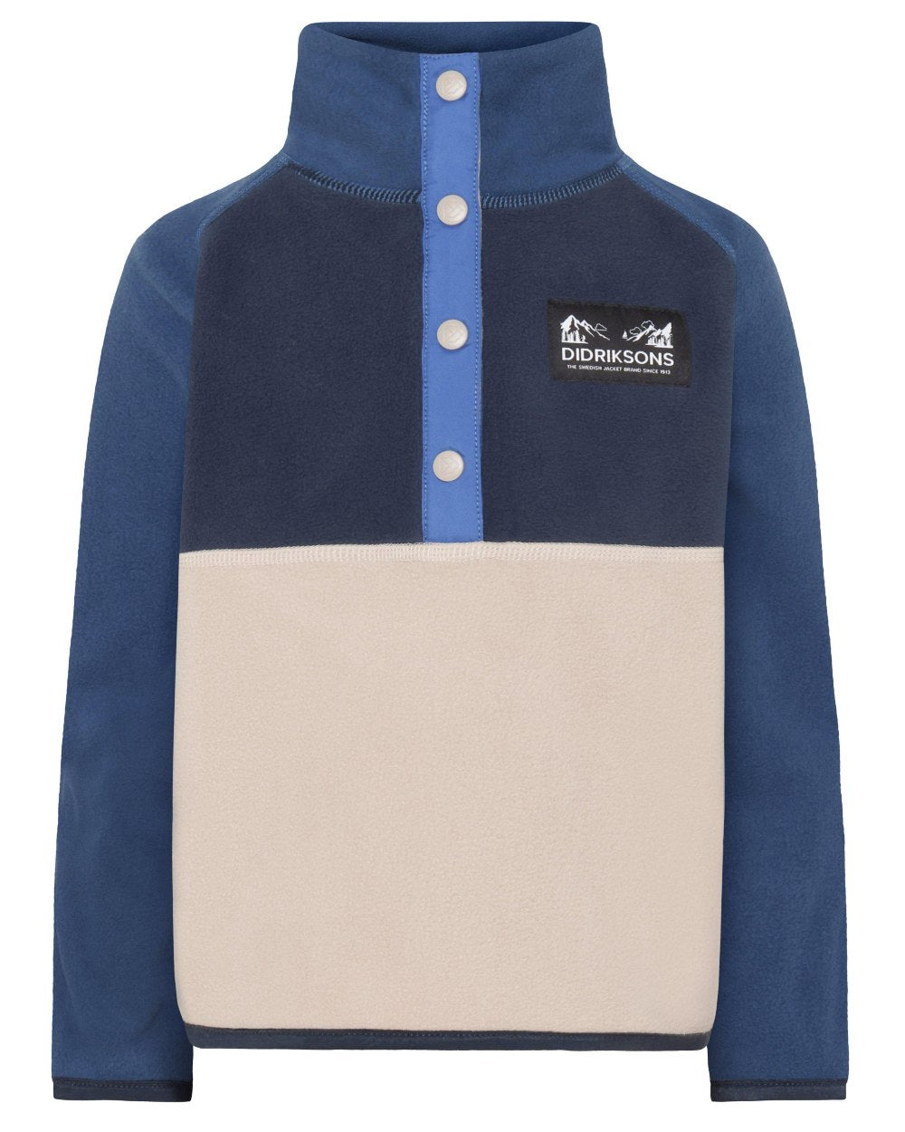 Beach Beige coloured Didriksons Childrens Monte Half Button Fleece 4 on white background 