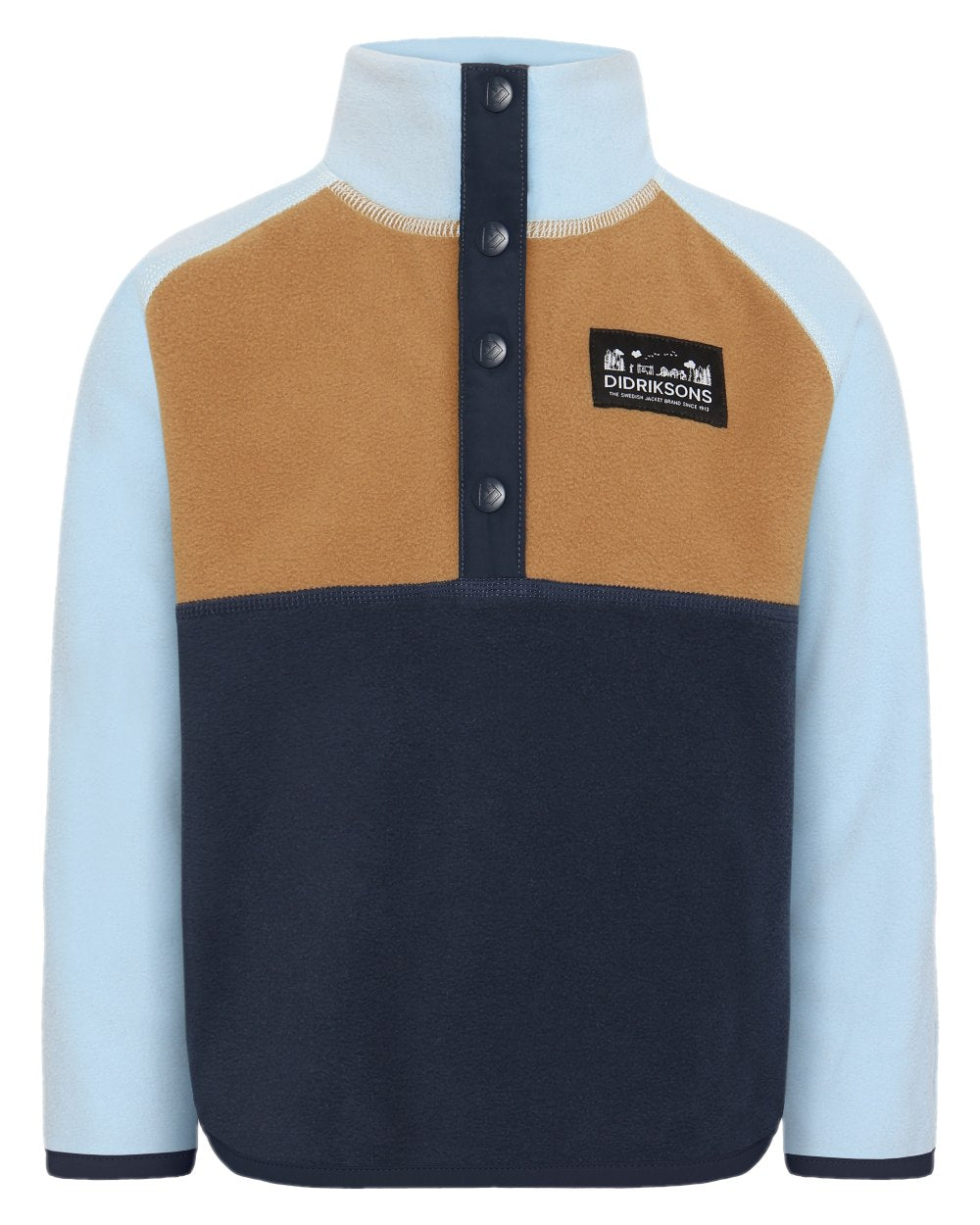 Navy coloured Didriksons Childrens Monte Half Button Fleece 4 on white background 