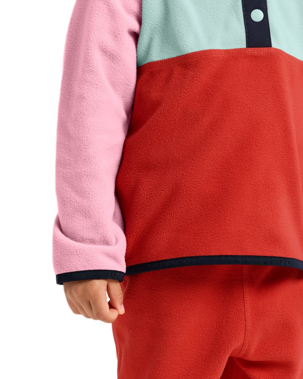 Light Heather Pink coloured Didriksons Childrens Monte Half Button Fleece 5 on white background 