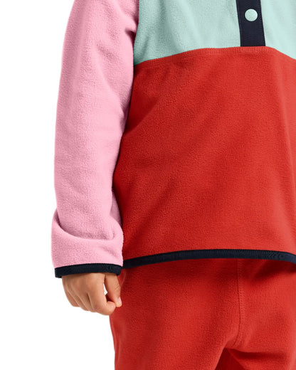 Light Heather Pink coloured Didriksons Childrens Monte Half Button Fleece 5 on white background 