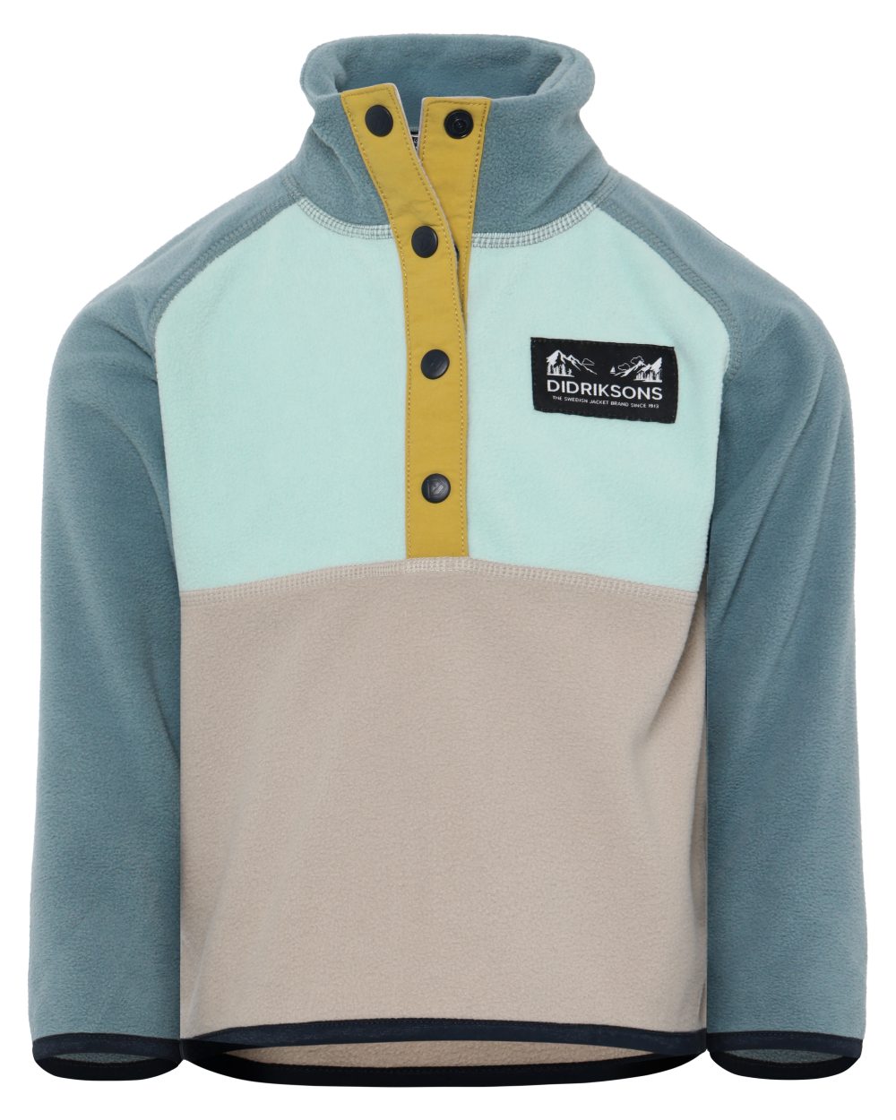 Ocean Mint coloured Didriksons Childrens Monte Half Button Fleece 5 on white background 
