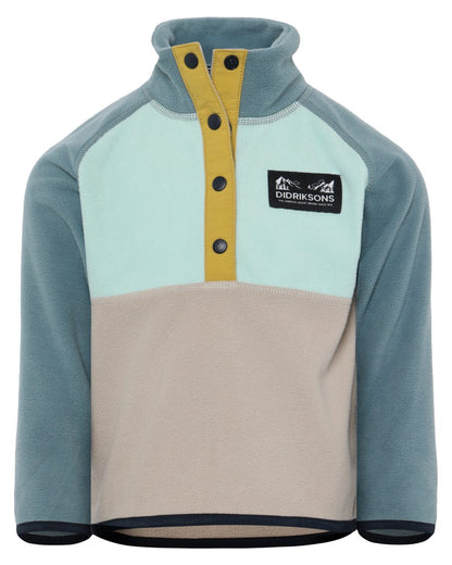Ocean Mint coloured Didriksons Childrens Monte Half Button Fleece 5 on white background 