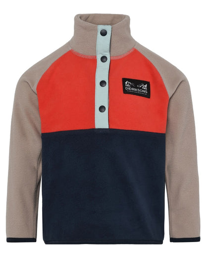 Paprika coloured Didriksons Childrens Monte Half Button Fleece 5 on white background 