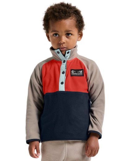 Paprika coloured Didriksons Childrens Monte Half Button Fleece 5 on white background 