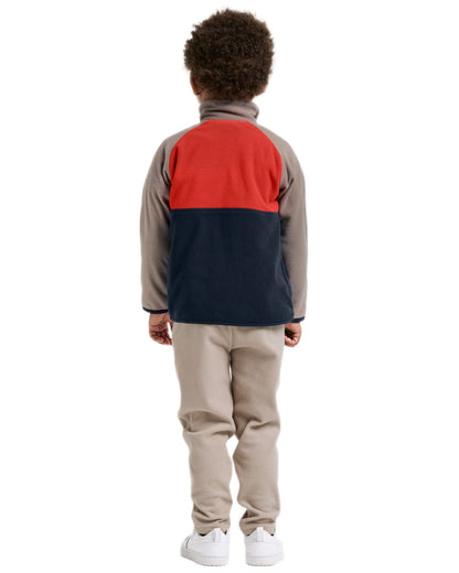 Paprika coloured Didriksons Childrens Monte Half Button Fleece 5 on white background 