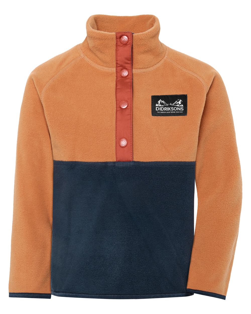 Almond Tree coloured Didriksons Childrens Monte Half Button Fleece 6 on white background 