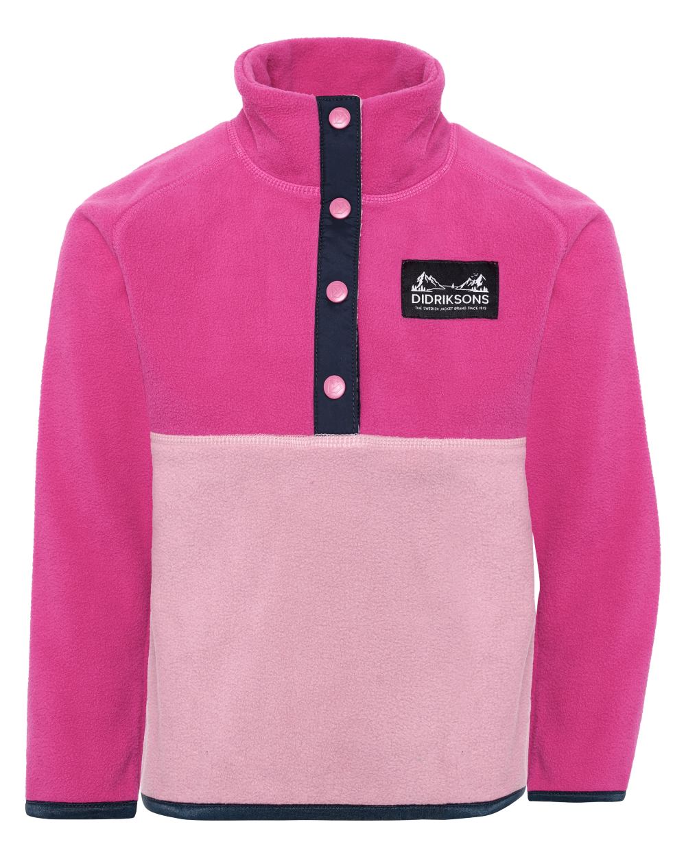 Cactus Pink coloured Didriksons Childrens Monte Half Button Fleece 6 on white background 