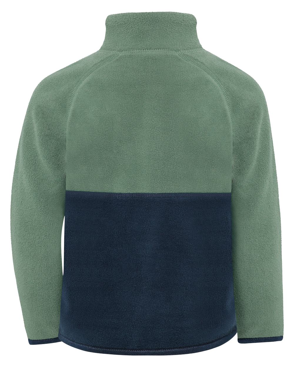 Dark Moss coloured Didriksons Childrens Monte Half Button Fleece 6 on white background 